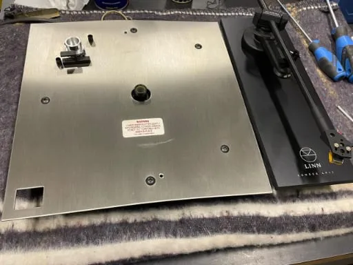 LP12 during restoration, with new armboard